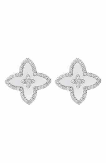 Cubic Zirconia Flower Stud Earrings