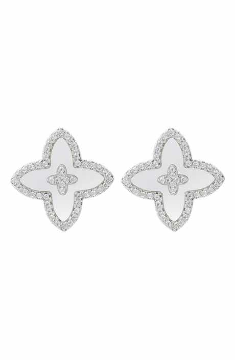 Cubic Zirconia Flower Stud Earrings