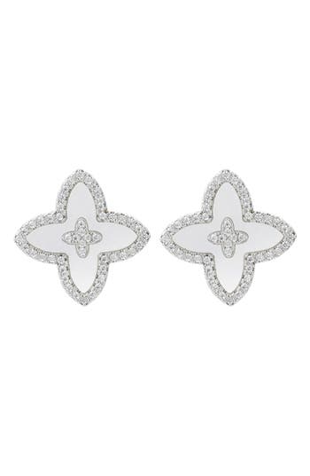 Adornia Cubic Zirconia Flower Stud Earrings In Metallic