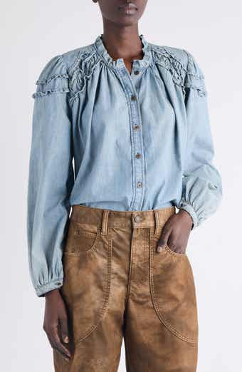 Isabel Marant Étoile Milya Ruffle Denim Button-Up Shirt