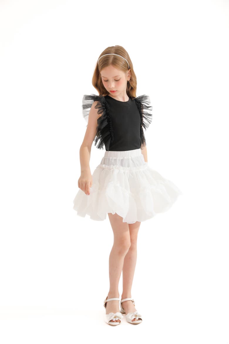 Frilled Satin Skort, Alternate, color, White