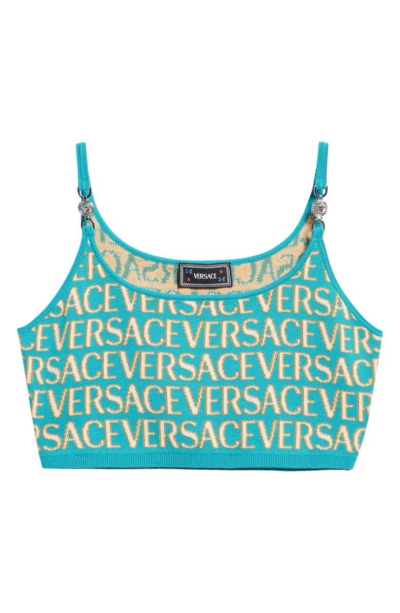 Versace Medusa Medallion Logo Jacquard Crop Sweater Tank, Alternate, color, 