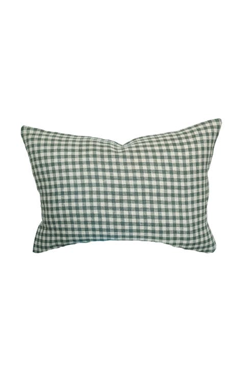 Quincy | Sage Green Linen Gingham Pillow Cover
