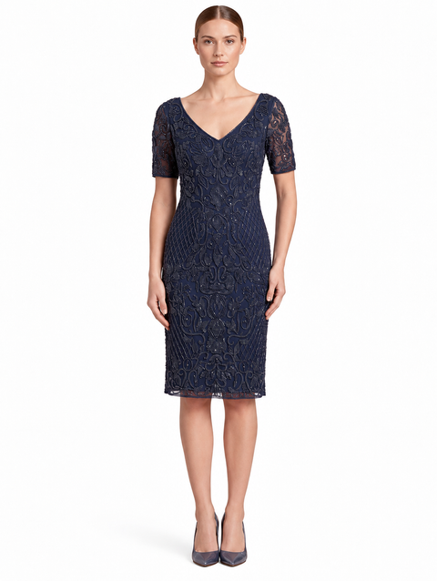 Embellished Midi Dress with Short Sleeves