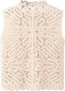 MANGO Setenta Openwork Knit Mock Neck Top