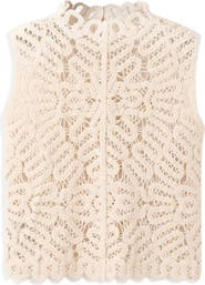 MANGO Setenta Openwork Knit Mock Neck Top
