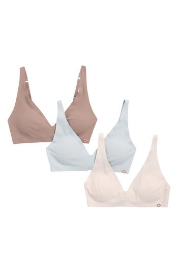 Danskin Assorted 3-pack Laser Cut Microfiber Lounge Bralettes In Blue