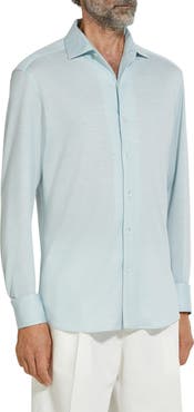 ZEGNA Crossover Silk, Linen & Cotton Button-Up Shirt