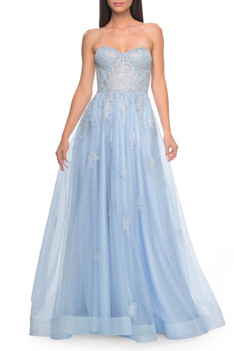 Gorgeous Lace A-Line Dress with Rhinestone Lace Details