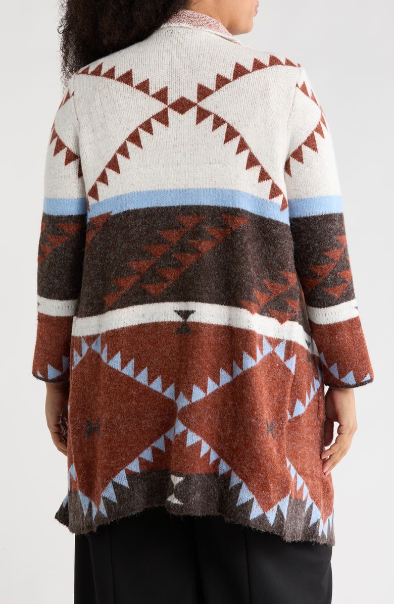 Joseph A Geometric Sweater Coat, Alternate, color, Mayan Geo Bndy Brown