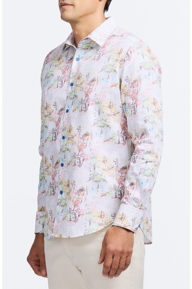 Payson Tropical Villa Print Stretch Cotton Button-Up Shirt, Alternate, color, MULTI WHITE