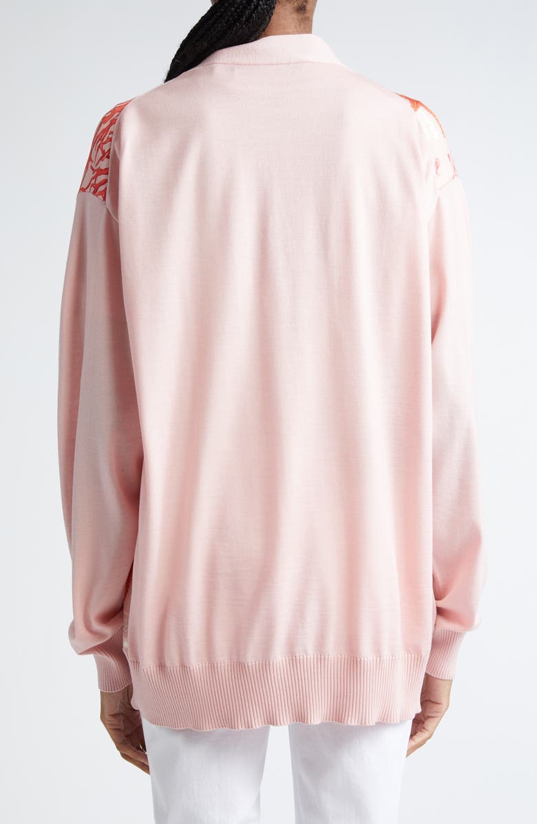 Versace La Vacanza Print Mixed Media Silk Twill & Virgin Wool Blend Cardigan, Alternate, color,