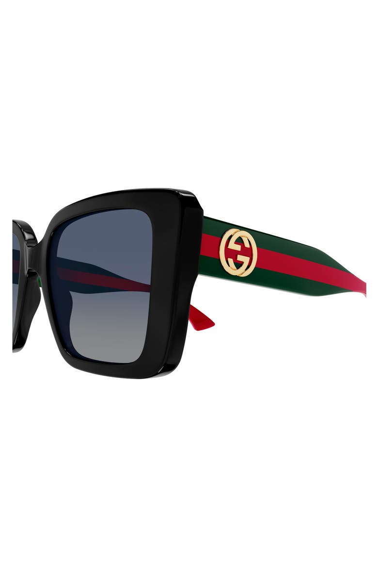 53mm Polarized Square Sunglasses, Alternate, color, BLACK