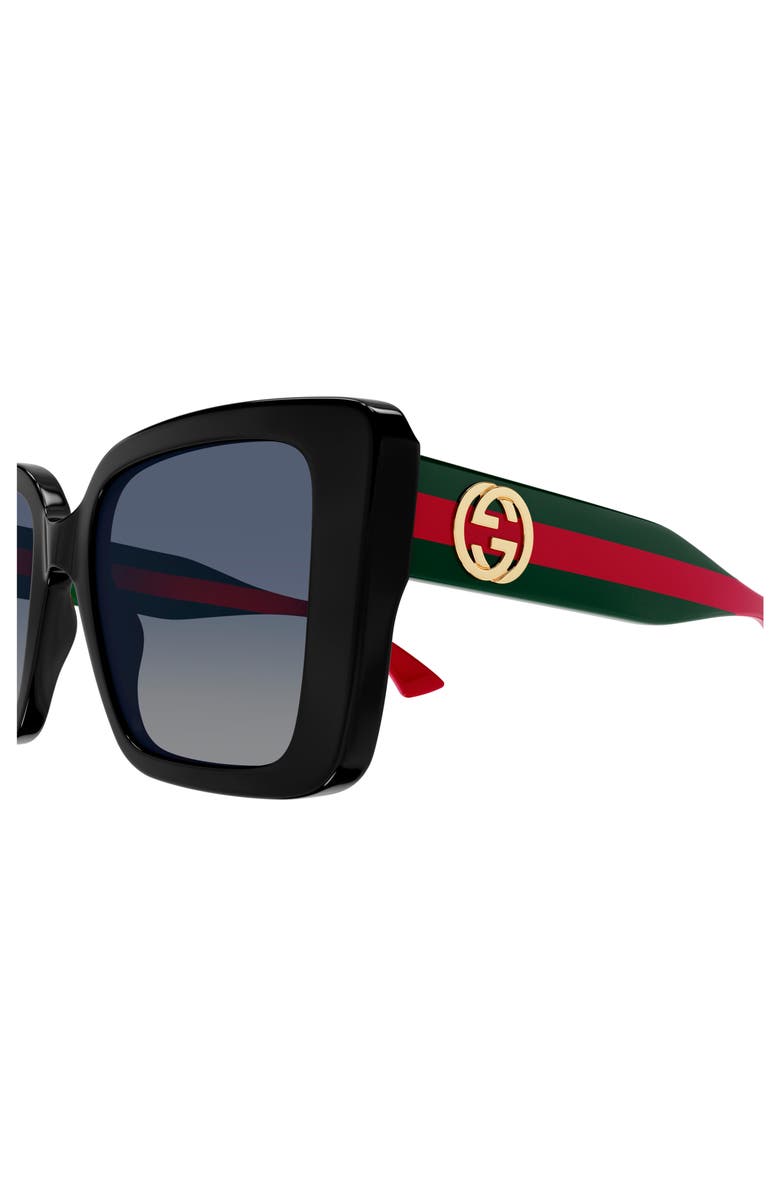 Gucci 53mm Polarized Square Sunglasses, Alternate, color, Black