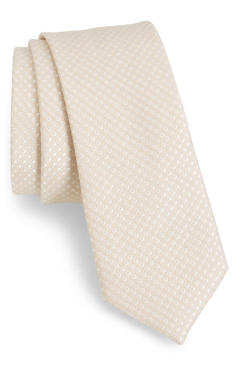 The Tie Bar Spin Dot Silk & Cotton Tie, Main, color,