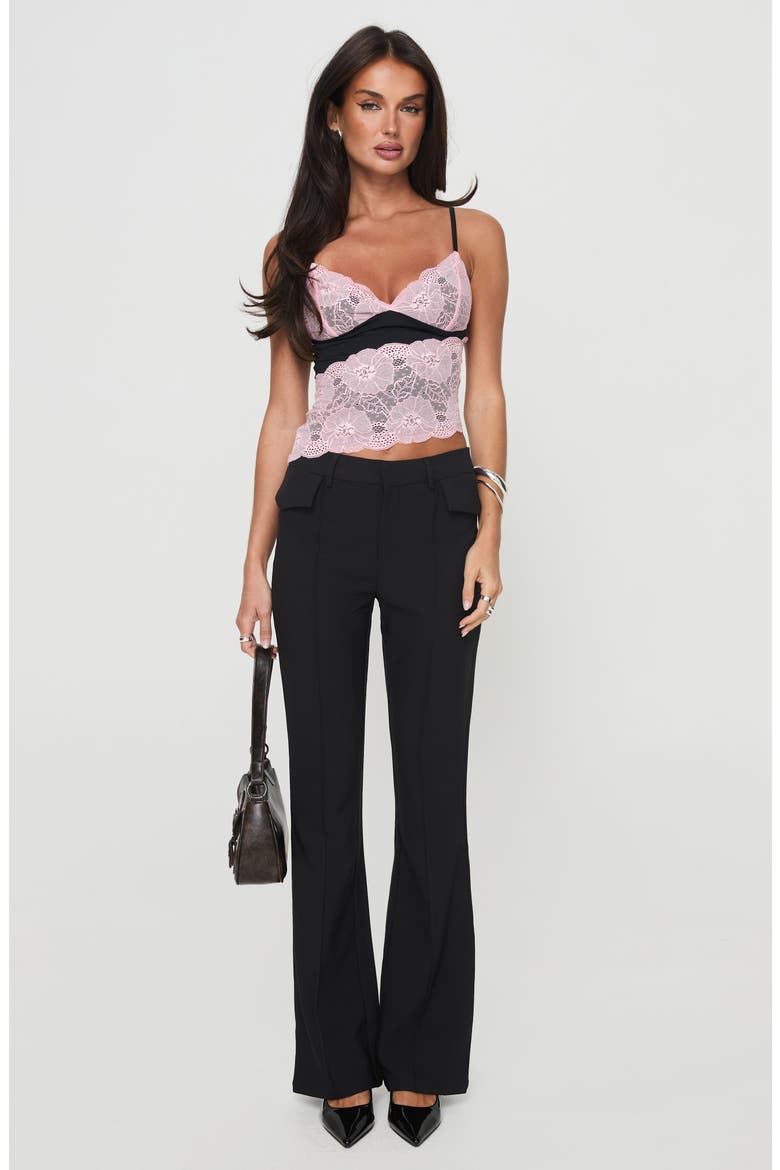 Antoine Lace Asymmetric Crop Camisole, Alternate, color, PINK / BLACK