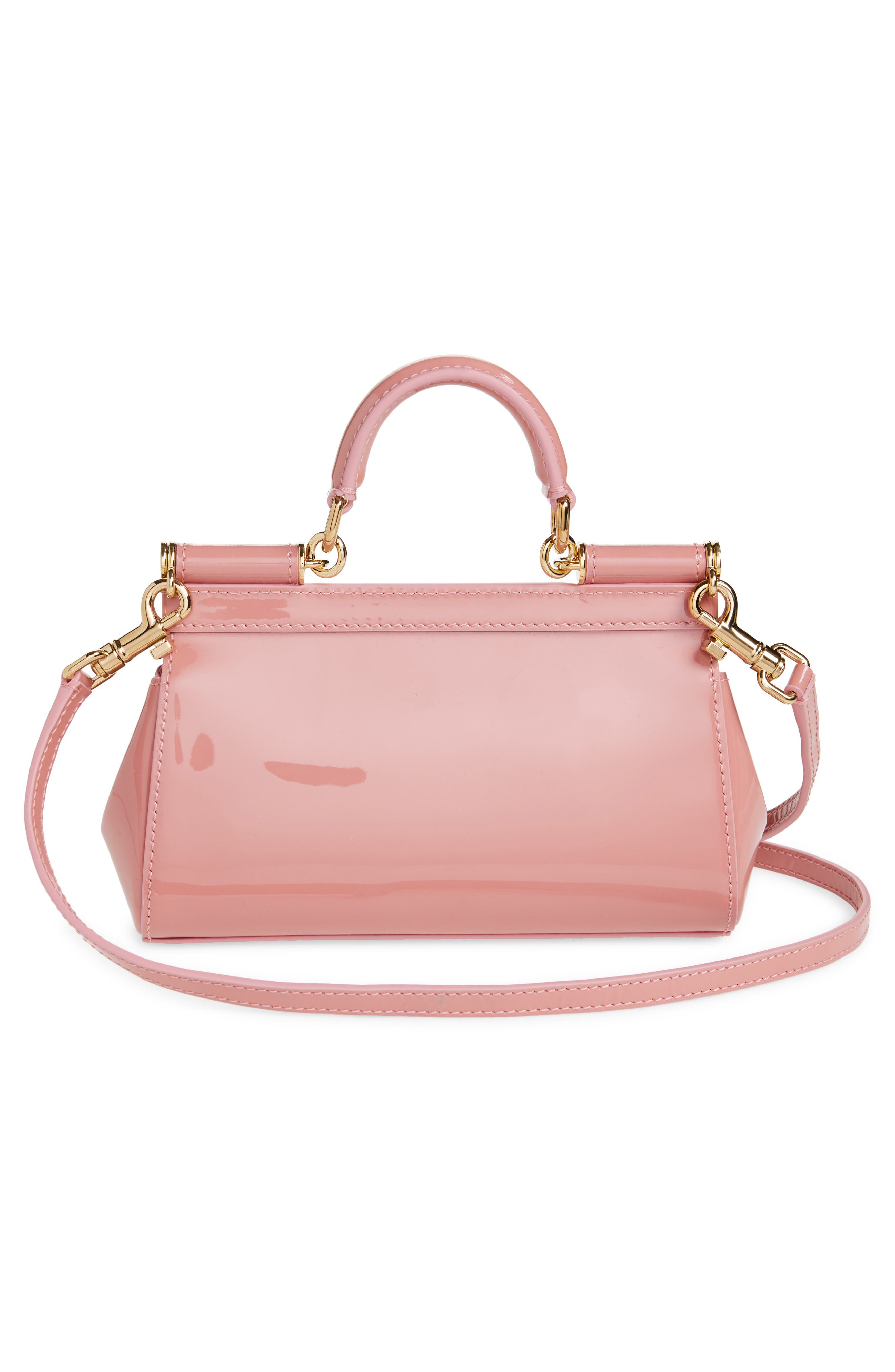 Dolce&Gabbana Small Sicily Patent Leather Top Handle Bag, Alternate, color, Rosa