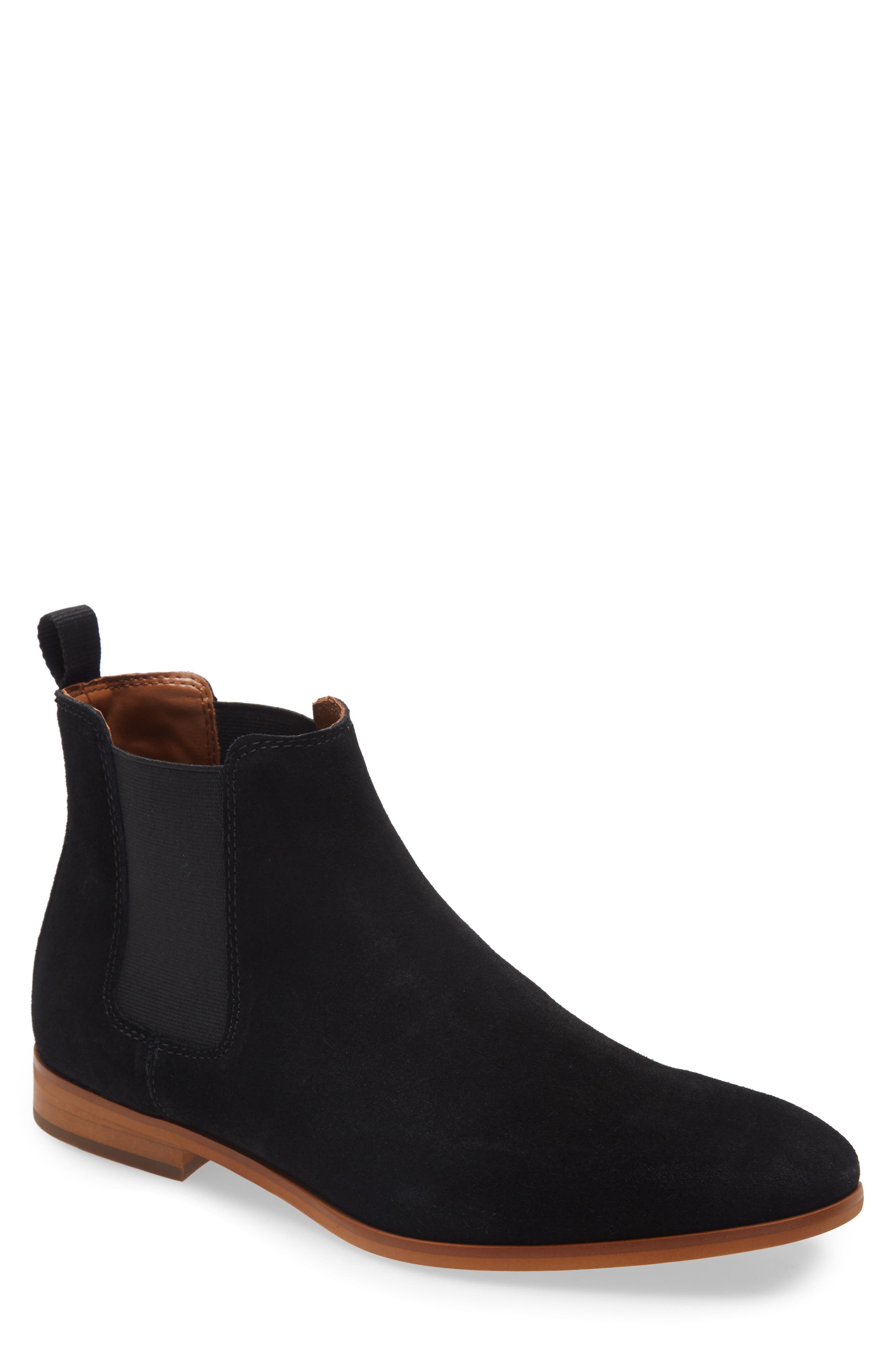 Water Resistant Chelsea Boot, Main, color, BLACK SUEDE TAN