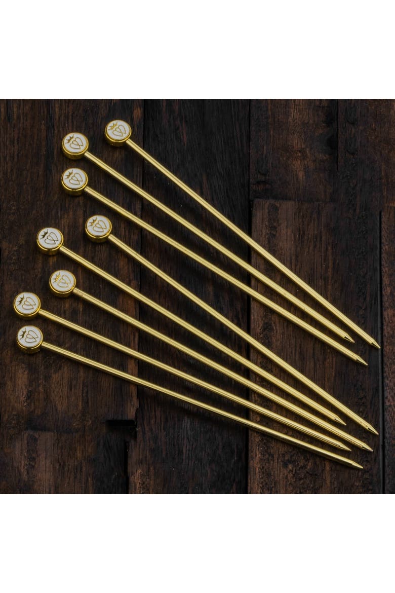 Luckenbooth 8-Pack XL-Cocktail Picks, Alternate, color, Gold
