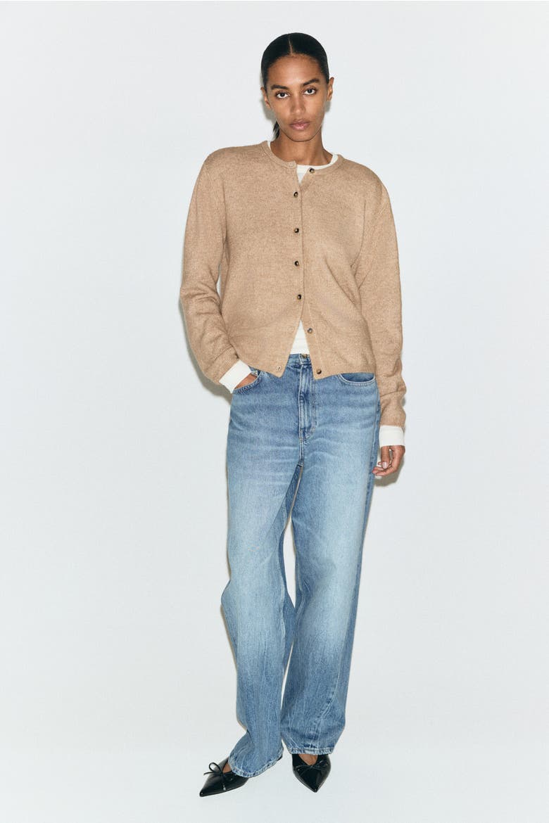 Loose-fit Cardigan, Alternate, color, Taupe melange