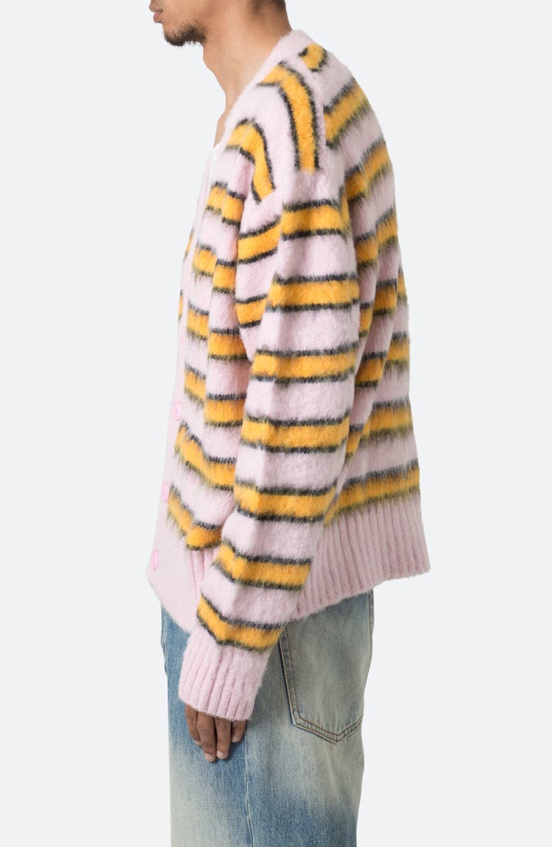 mnml Striped Faux Mohair Cardigan, Alternate, color, Pink