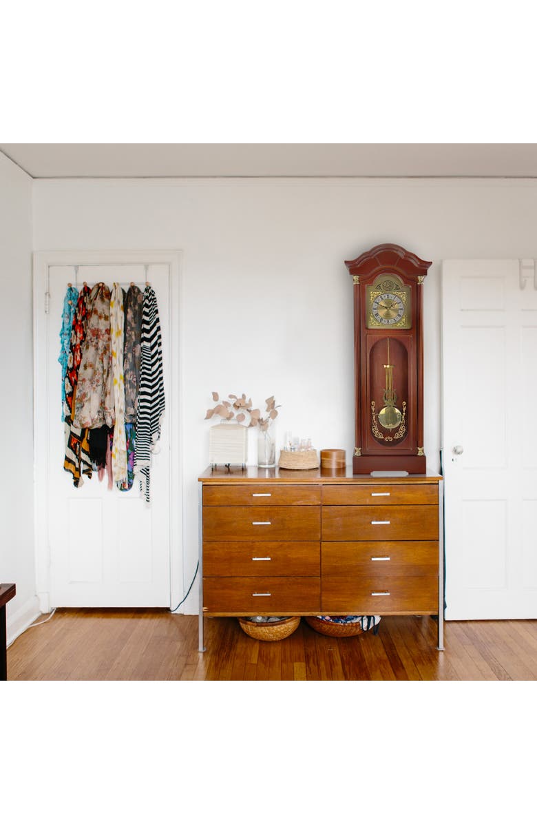 Bedford Clock Collection 33in Chiming Pendulum Wall Clock, Alternate, color, Cherry Oak