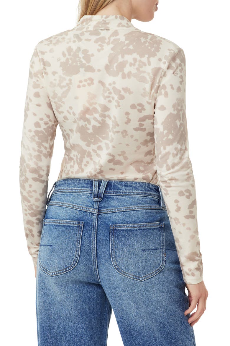 Split Neck Long Sleeve Top, Alternate, color, WHITECAP GRAY COW PRINT