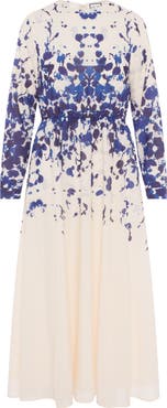 Milan Italy Floral Embroidered Elastic Waist Midi Dress