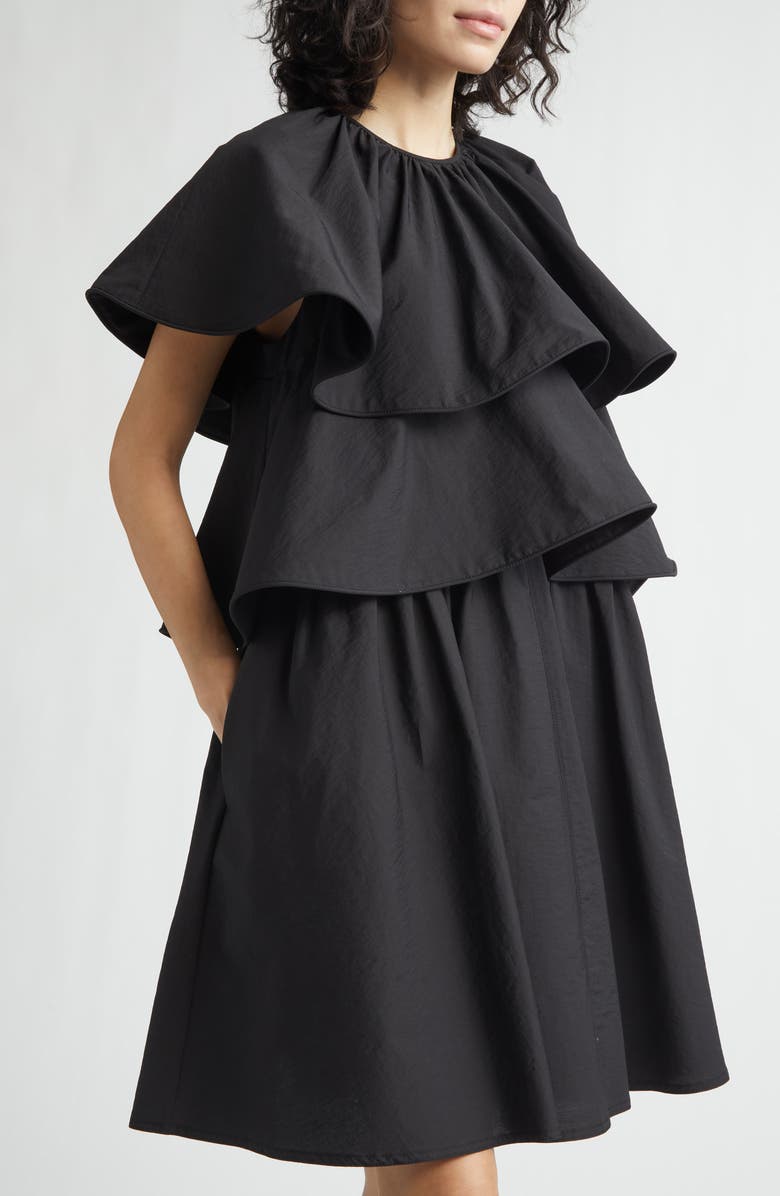 NACKIYÈ Lily Pond Layered Cotton & Nylon Dress, Alternate, color, Noir