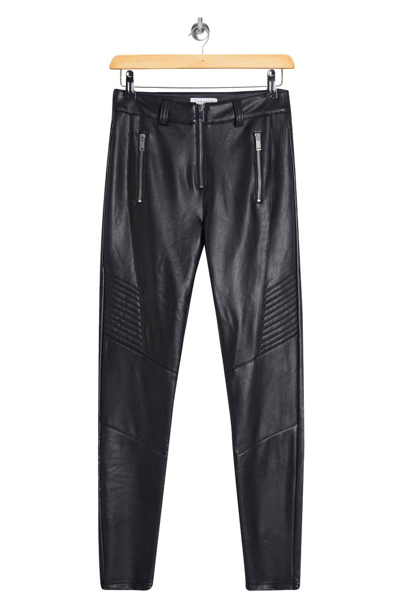 Topshop Fliss Biker Faux Leather Leggings, Alternate, color, 