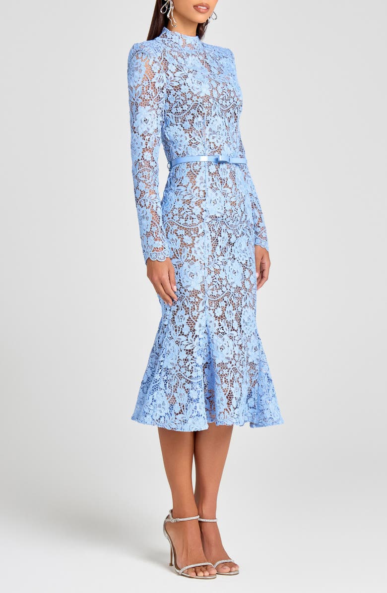 NADINE MERABI Juliette Long Sleeve Lace Cocktail Dress, Alternate, color, Blue