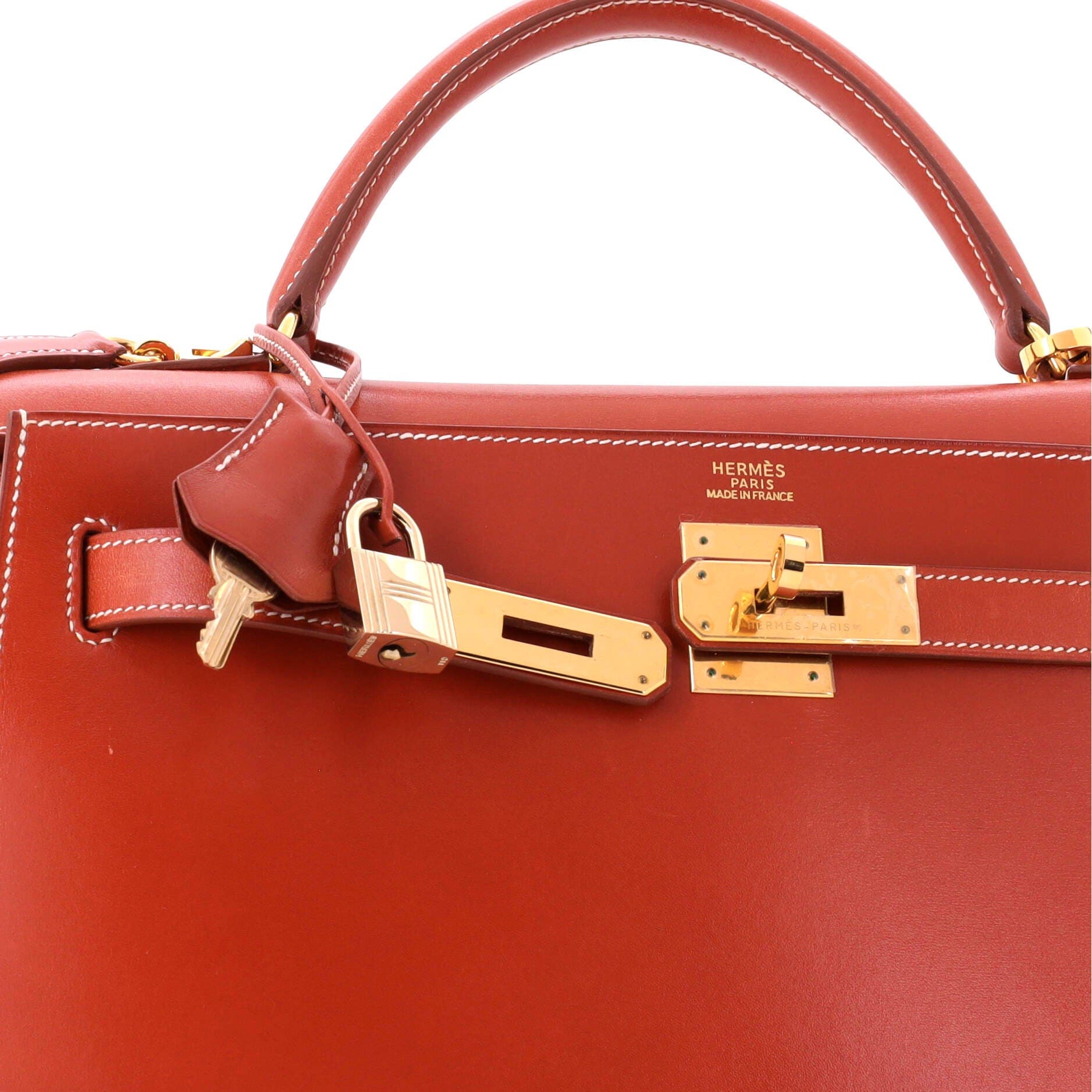 Kelly Handbag Orange Box Calf with Gold Hardware 32, Alternate, color, Brique