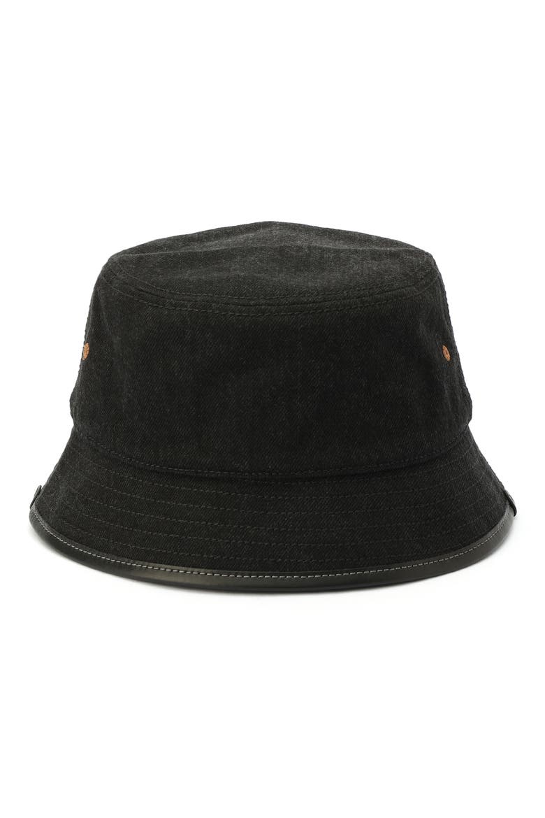 Embroidered Logo Denim Bucket Hat, Alternate, color, BLACK