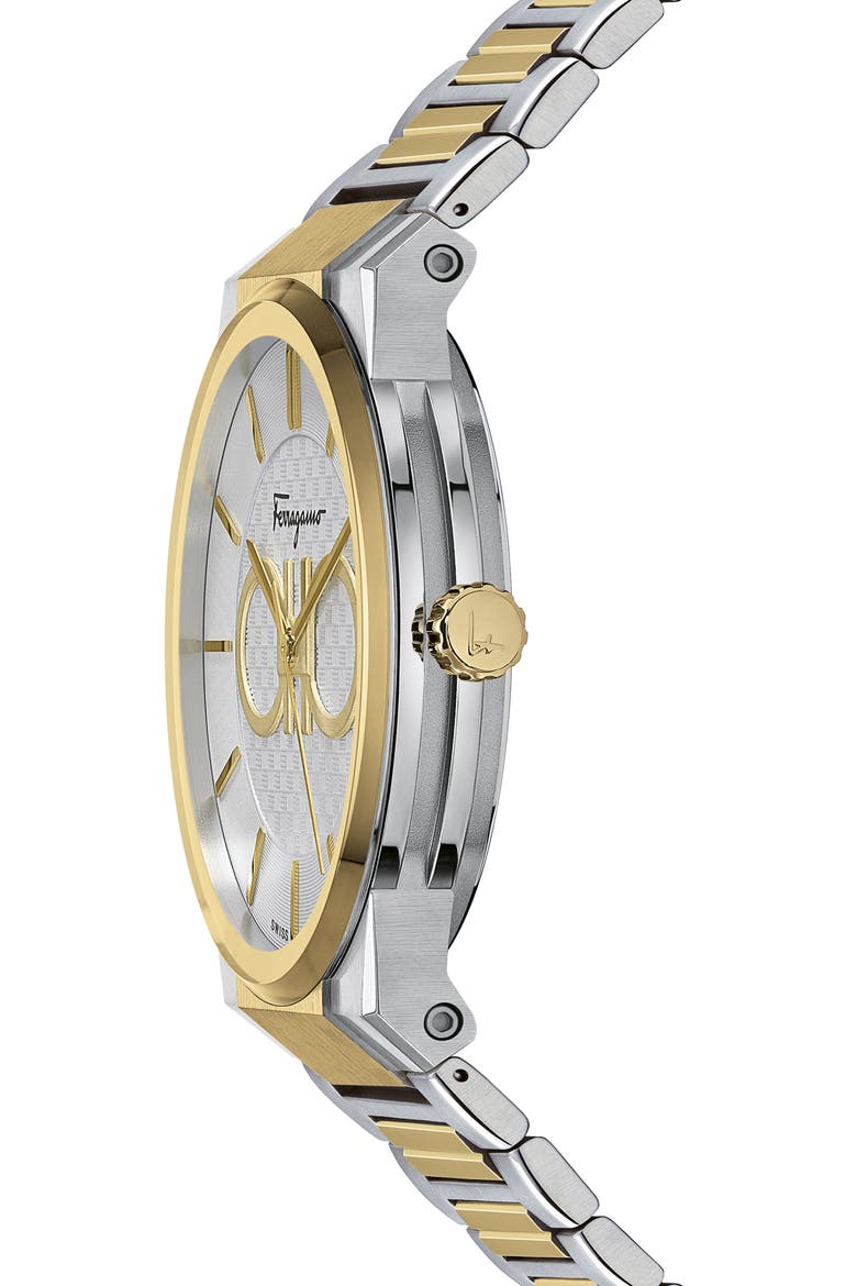 Salvatore Ferragamo Sapphire Bracelet Watch, 41mm, Alternate, color, GOLD/ SILVER/ GOLD
