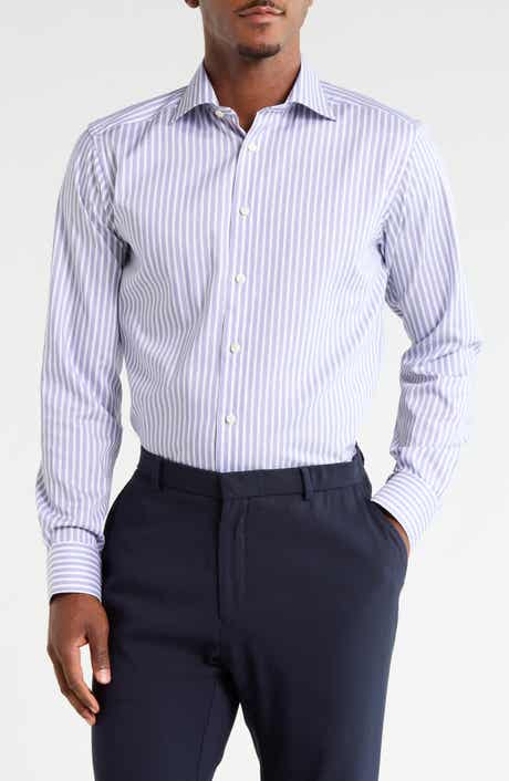 Slim Fit Striped Twill Dress Shirt
