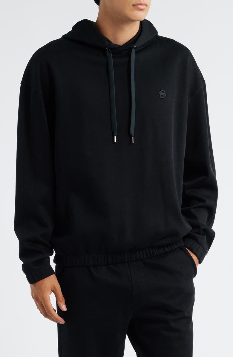 BOSS Stevens Cotton Pullover Hoodie, Main, color, Black
