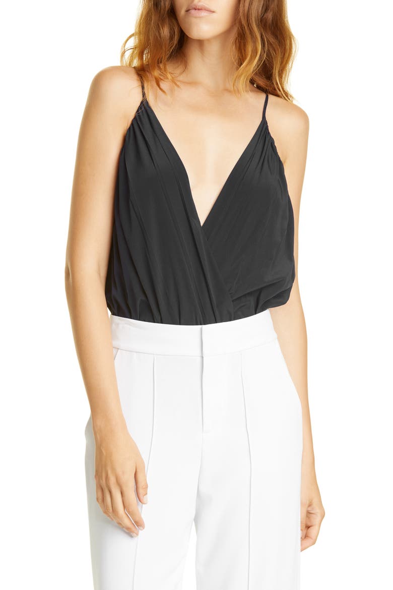 Ballerina Silk Blend Bodysuit, Main, color, BLACK