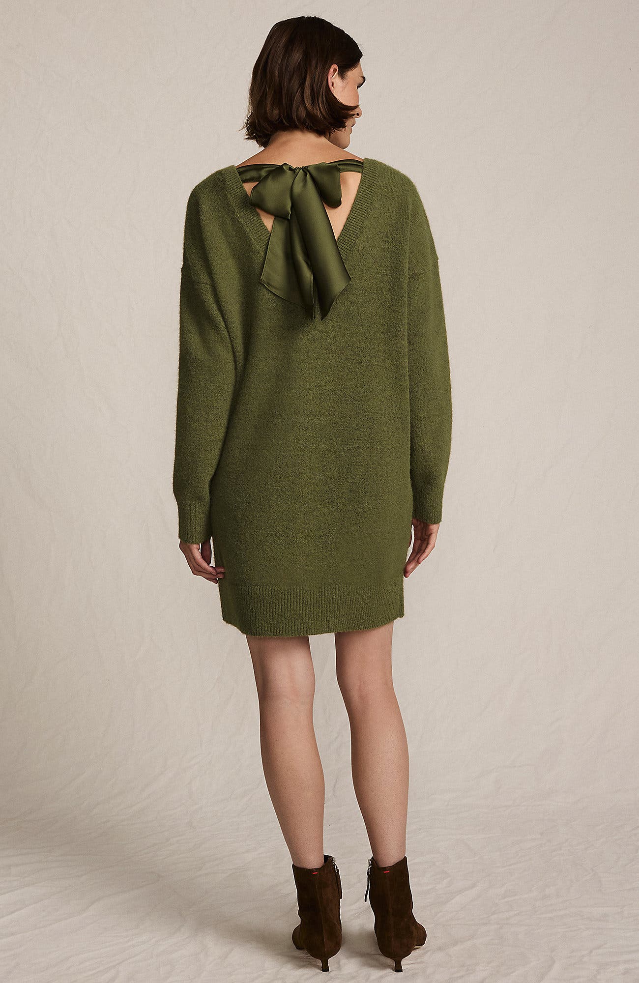 Fuzzy Bow Back Mini Sweater Dress - image 4
