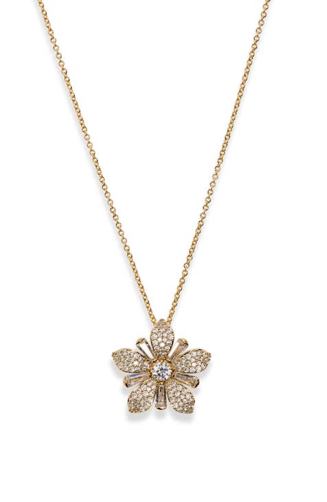 Freya CZ Flower Pendant Necklace