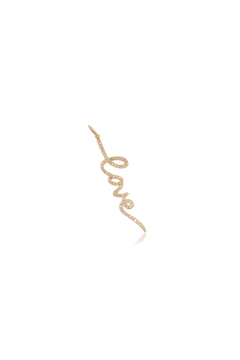 Diamond Script Love Charm, Main, color, Yellow Gold
