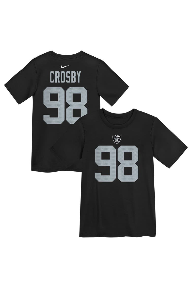 Preschool Nike Maxx Crosby Black Las Vegas Raiders Player Name & Number T-Shirt, Main, color, Black