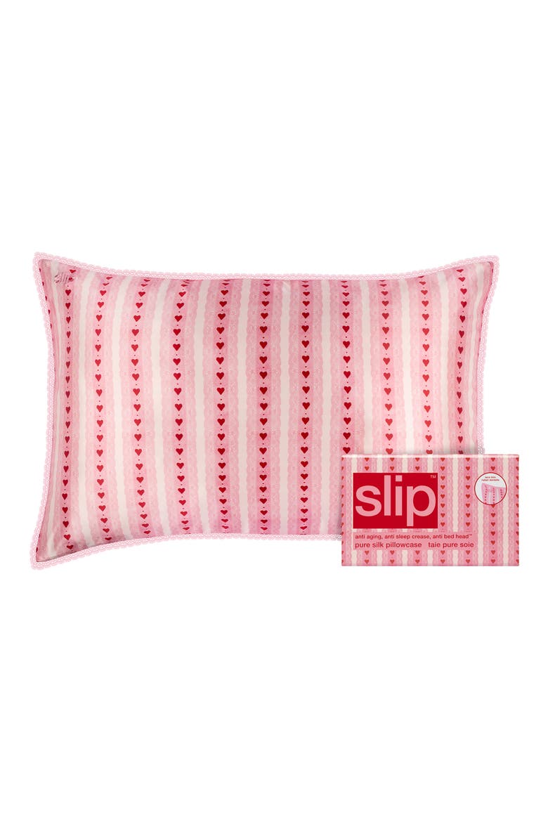 Lace Pure Silk Queen Pillowcase, Main, color, SWEETIE