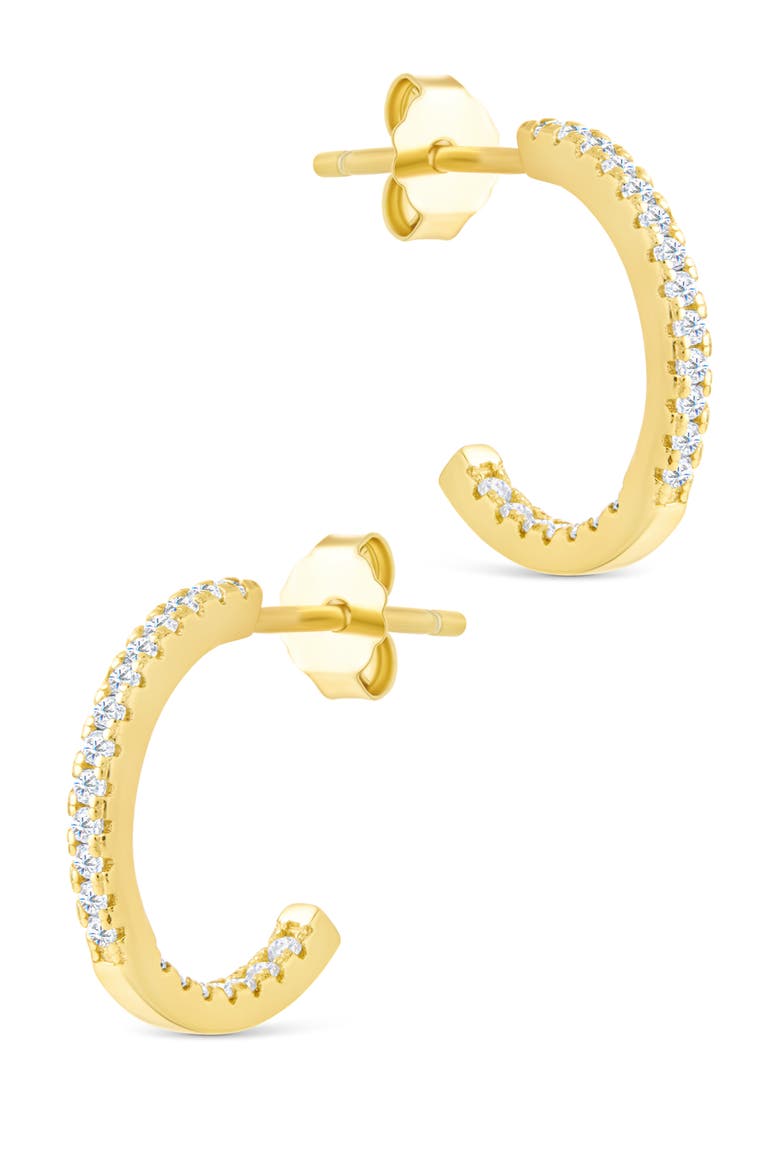 Thin Cubic Zirconia Hoop Earrings, Alternate, color, GOLD