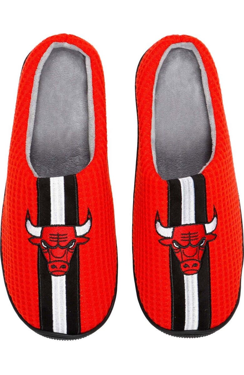 FOCO Men's FOCO Red Chicago Bulls Team Stripe Memory Foam Slide Slippers, Main, color,