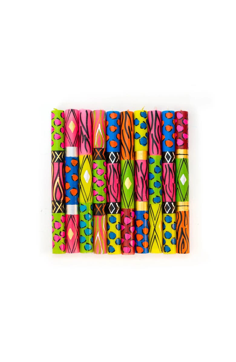 Thumbprint Artifacts Wild Animal Painted Candles - Set of 6, Alternate, color, Votive - 2"