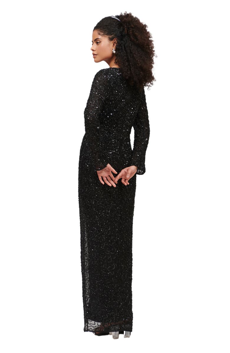 BEAUUT Embellished Sequin Beaded Maxi Dress With Wrap Bottom, Alternate, color, Black