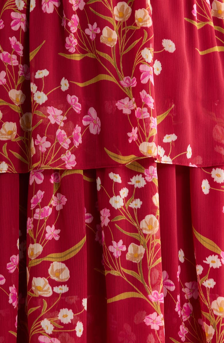 SUGARLIPS Ginnie Amabel Tiered Maxi Dress, Alternate, color, Burgundy-Multi