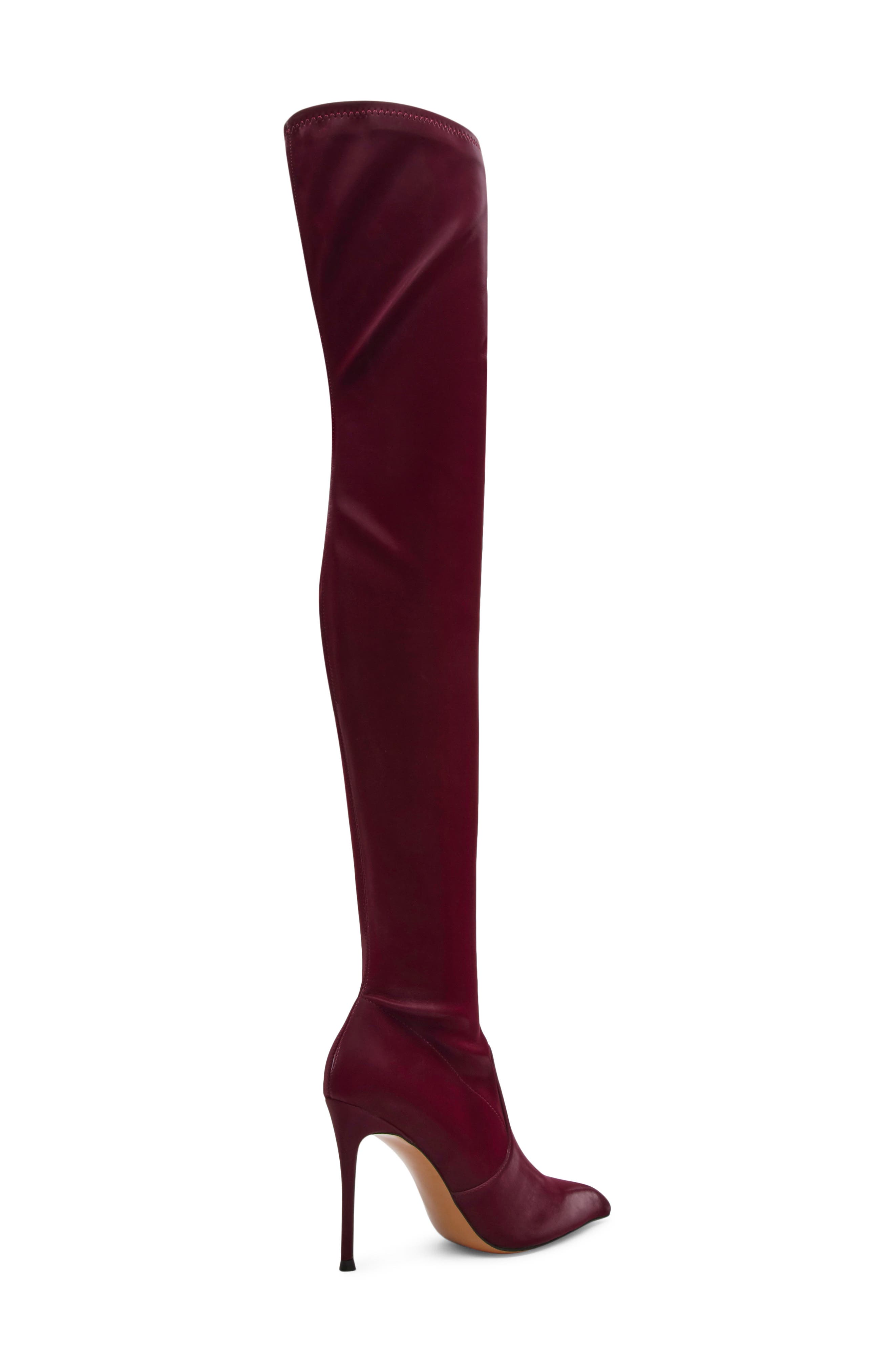 Pegasus Over the Knee Faux Leather Boot, Alternate, color, BURGUNDY TECHNO