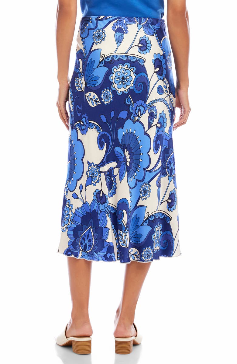 Karen Kane Floral Print Bias Cut Midi Skirt, Alternate, color, Blue