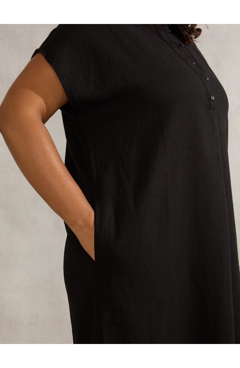 Live Unlimited Linen Midi Shirt Dress, Alternate, color, Black